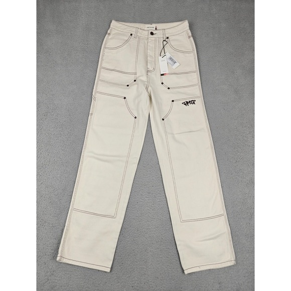 Honor The Gift Pants - Honor The Gift Pants Womens Medium White Carpenter Twill Straight Leg Workwear
